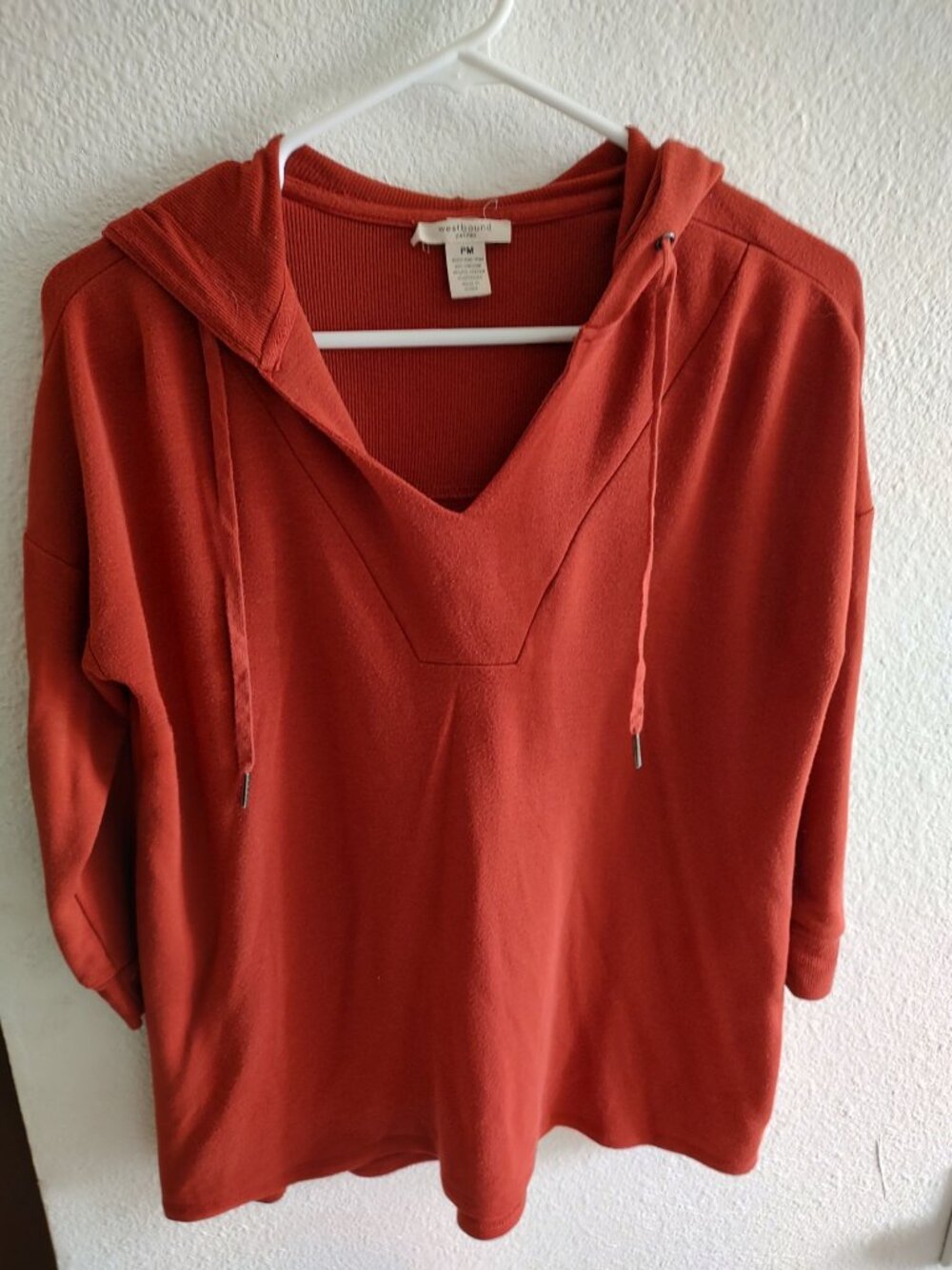 Westbound Petites V-Neck drawstring hoodie Sweatshirt